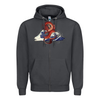 Smoke asian dragon and ocean waves Zipper Hoodie - RanaPortraitStore