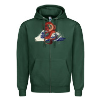 Sports Green asian dragon and ocean waves Zipper Hoodie - RanaPortraitStore