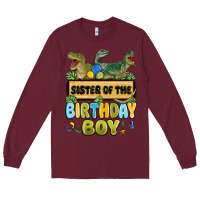 Burgundy sister of the birthday boy Long Sleeve Tee - MaliasSmallBusiness