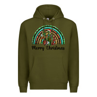 Army Green merry christmas cactus rainbow Premium Hoodie - BarkalooDesign