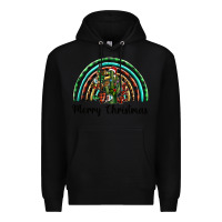 Black merry christmas cactus rainbow Premium Hoodie - BarkalooDesign