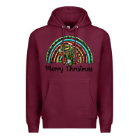 Burgundy merry christmas cactus rainbow Premium Hoodie - BarkalooDesign
