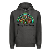 Charcoal Heather merry christmas cactus rainbow Premium Hoodie - BarkalooDesign