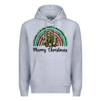 Heather Grey merry christmas cactus rainbow Premium Hoodie - BarkalooDesign