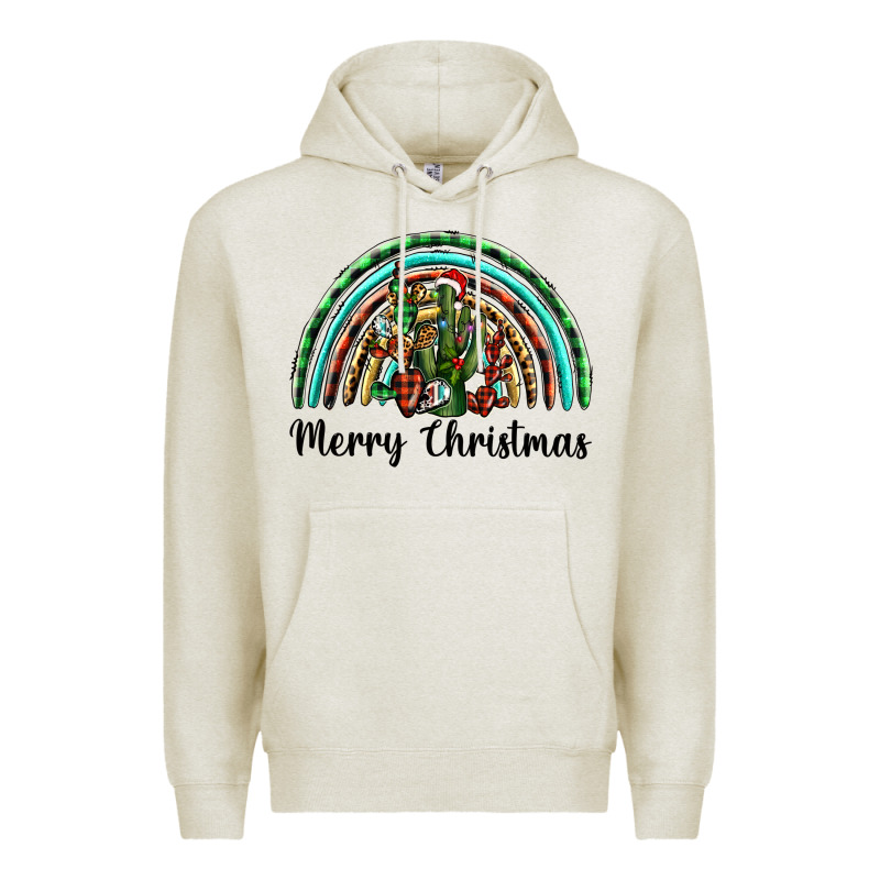 Merry Christmas Cactus Rainbow Premium Hoodie by BarkalooDesign | Teevron