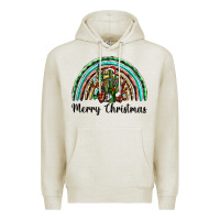 Oatmeal Heather merry christmas cactus rainbow Premium Hoodie - BarkalooDesign