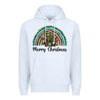 White merry christmas cactus rainbow Premium Hoodie - BarkalooDesign