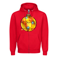 Red christmas softball Zipper Hoodie - Zillion Design Studio