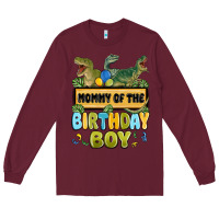 Burgundy mommy of the birthday boy Long Sleeve Tee - MaliasSmallBusiness