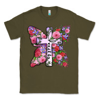 Army Green faith butterfly cross Classic Tee - Zillion Design Studio