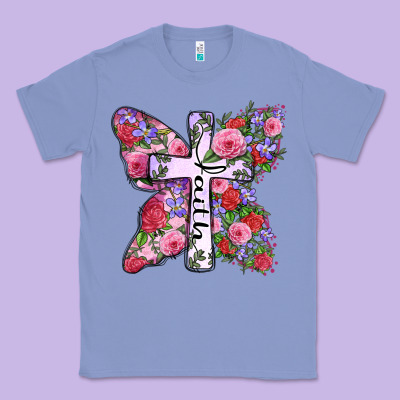 Faith Butterfly Cross Classic Tee Designed By Zillion Design Studio