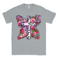 Heather Grey faith butterfly cross Classic Tee - Zillion Design Studio