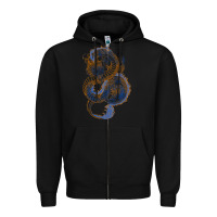 Black blue and orange dragon Zipper Hoodie - RanaPortraitStore