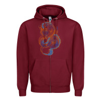 Burgundy blue and orange dragon Zipper Hoodie - RanaPortraitStore