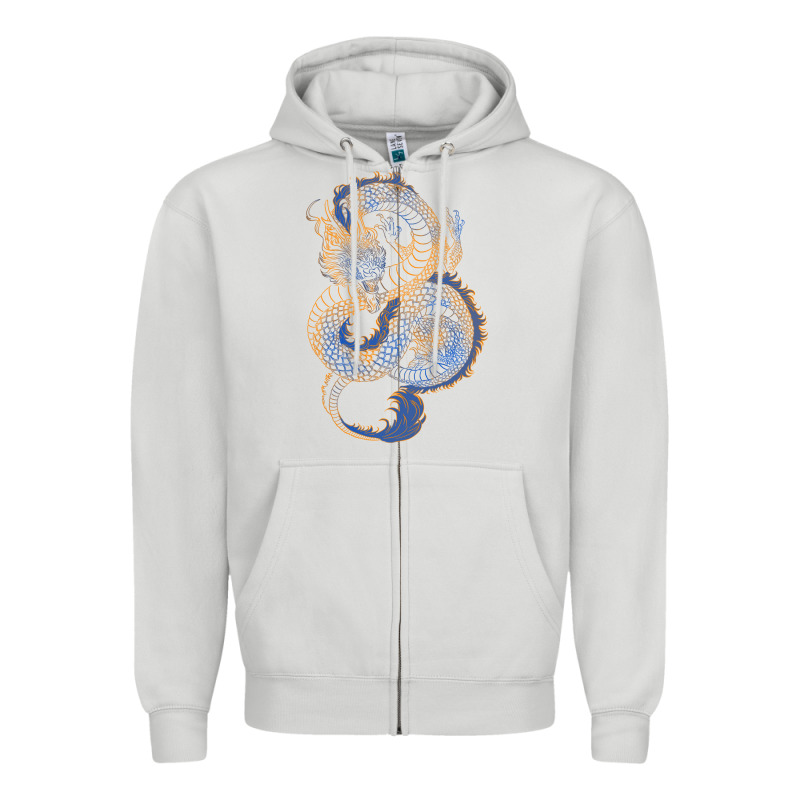 Blue And Orange Dragon Zipper Hoodie by RanaPortraitStore | Teevron