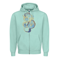 Seafoam blue and orange dragon Zipper Hoodie - RanaPortraitStore