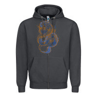 Smoke blue and orange dragon Zipper Hoodie - RanaPortraitStore