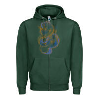 Sports Green blue and orange dragon Zipper Hoodie - RanaPortraitStore