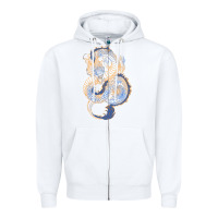 White blue and orange dragon Zipper Hoodie - RanaPortraitStore