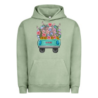 Pigment Oil Green truck with flowers Urban Hoodie - MaliasSmallBusiness