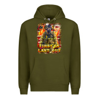 Army Green First In last Out Firefighter Premium Hoodie - LillyAllenDesigns