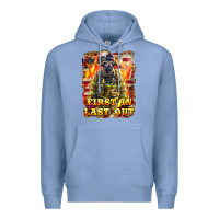 Colony Blue First In last Out Firefighter Premium Hoodie - LillyAllenDesigns