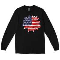Black american flag sunflower Long Sleeve Tee - MaliasSmallBusiness