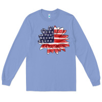 Colony Blue american flag sunflower Long Sleeve Tee - MaliasSmallBusiness