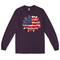 Plum american flag sunflower Long Sleeve Tee - MaliasSmallBusiness
