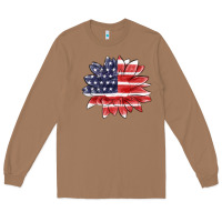 Toasted Coconut american flag sunflower Long Sleeve Tee - MaliasSmallBusiness