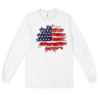 White american flag sunflower Long Sleeve Tee - MaliasSmallBusiness