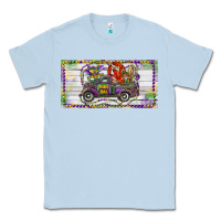 Dusty Blue Mardi Gras Truck And Fleur De Lis Crawfish Classic Tee - RanaPortraitStore