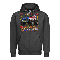 Charcoal Heather red white and boom Zipper Hoodie - texasbilliewilder