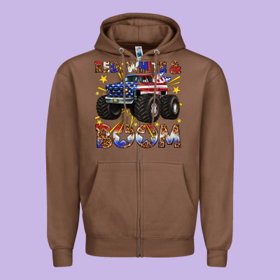Zipper Hoodie red white and boom