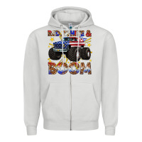 Dove Grey red white and boom Zipper Hoodie - texasbilliewilder