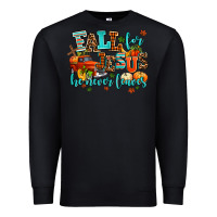 Black fall for jesus he never leaves Premium Sweatshirt - AdoDesignShop