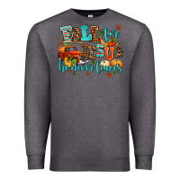 Charcoal Heather fall for jesus he never leaves Premium Sweatshirt - AdoDesignShop