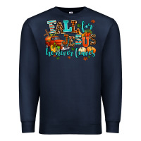 Navy fall for jesus he never leaves Premium Sweatshirt - AdoDesignShop