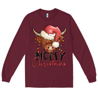 Burgundy mooey christmas Long Sleeve Tee - MaliasSmallBusiness