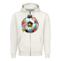 Oatmeal Heather christmas  soccer Zipper Hoodie - Zillion Design Studio