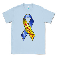 Dusty Blue down syndrome ribbon softball Classic Tee - texasbilliewilder