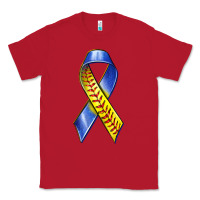 Red down syndrome ribbon softball Classic Tee - texasbilliewilder