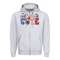 Heather Grey red white and cute billie wilder Zipper Hoodie - texasbilliewilder