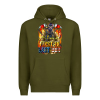Army Green First In last Out American Firefighter Premium Hoodie - LillyAllenDesigns