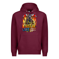 Burgundy First In last Out American Firefighter Premium Hoodie - LillyAllenDesigns