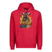 Cardinal First In last Out American Firefighter Premium Hoodie - LillyAllenDesigns