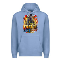 Colony Blue First In last Out American Firefighter Premium Hoodie - LillyAllenDesigns