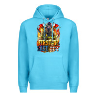Ocean Blue First In last Out American Firefighter Premium Hoodie - LillyAllenDesigns