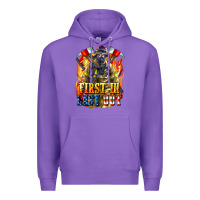 Purple First In last Out American Firefighter Premium Hoodie - LillyAllenDesigns