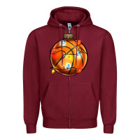 Burgundy christmas baskeball Zipper Hoodie - Zillion Design Studio